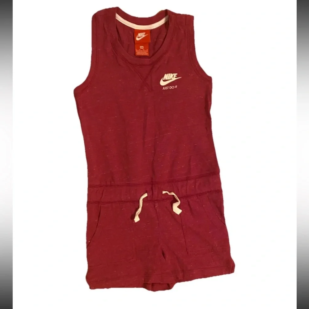 Nike Little Girls Size 5-6 Toddler Fuchsia Pink & White Sleeveless Romper